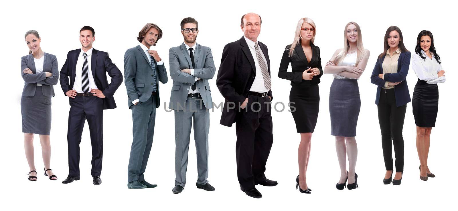 in full growth.professional business team isolated on white by asdf