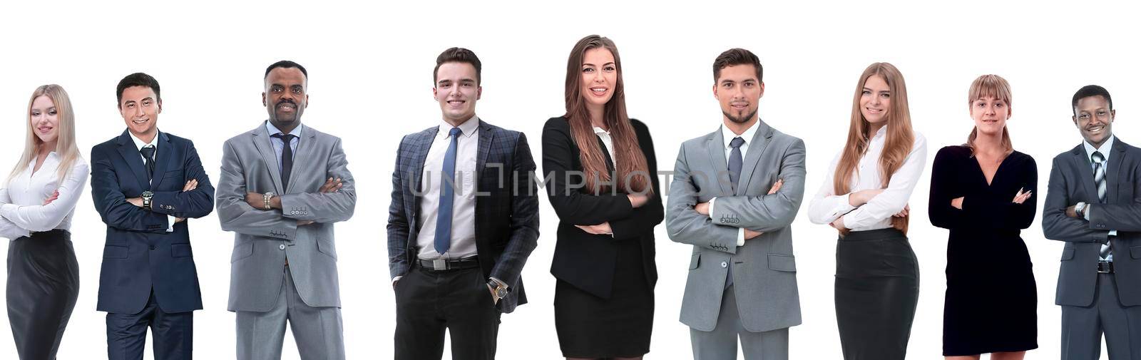 in full growth.professional business team isolated on white background.