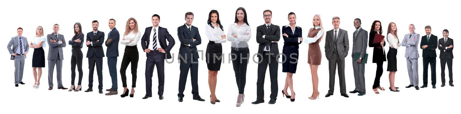 panoramic photo of a professional numerous business team.isolated on white background.