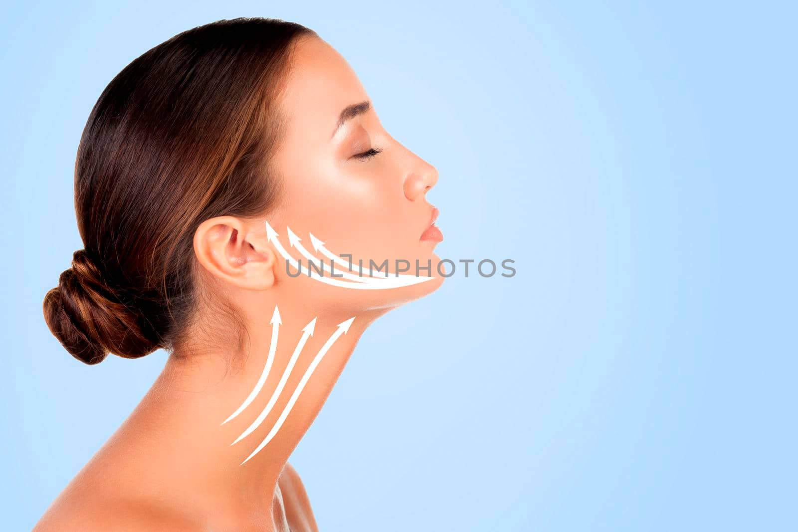 Portrait of woman with perfect skin and makeup, antiaging concept