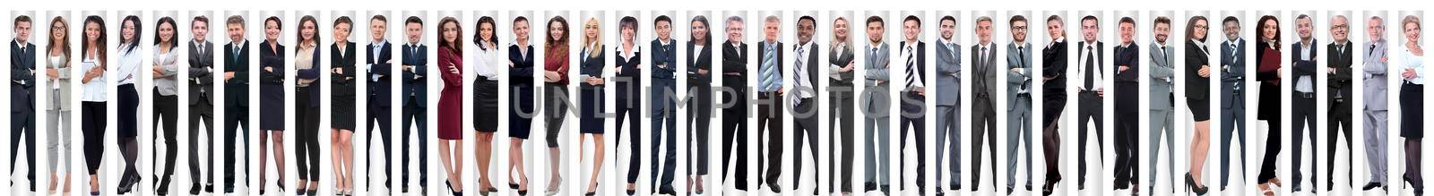 panoramic collage of a large and successful business team. the concept of teamwork