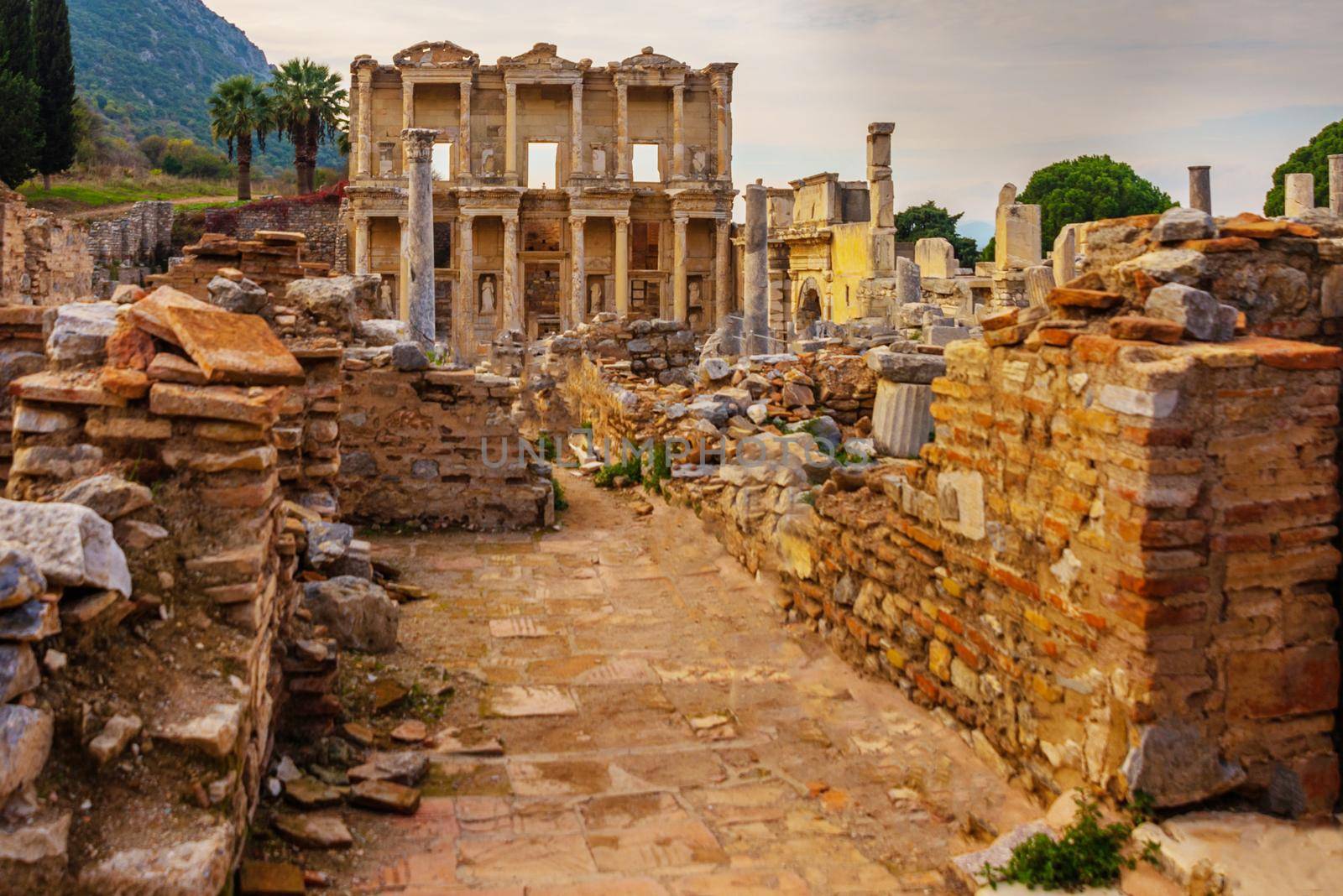 EPHESUS, SELCUK, IZMIR, TURKEY: Celsius Library in ancient city Ephesus. Most visited ancient city in Turkey.