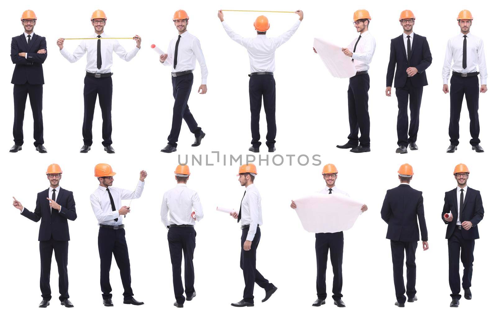 collage of photos of a successful young man .isolated on white background.