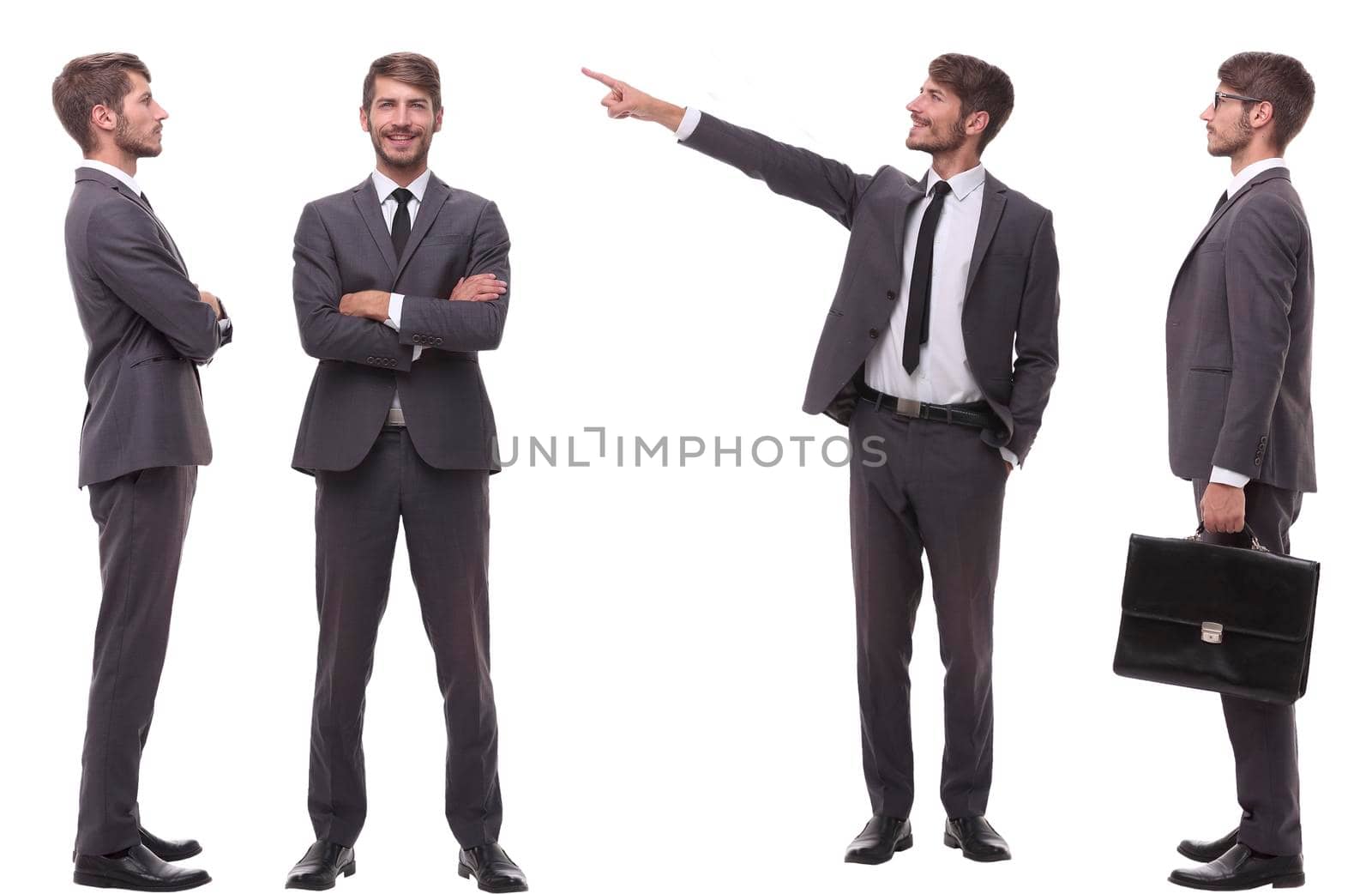 collage of photos of a modern young businessman. isolated on white background.