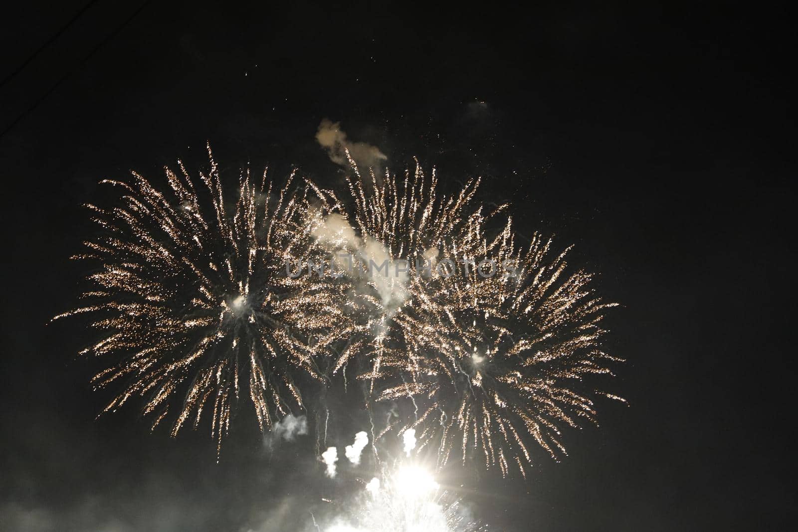 Fireworks with a dark black background, Bright beautiful colorful firework. Festive concept. 