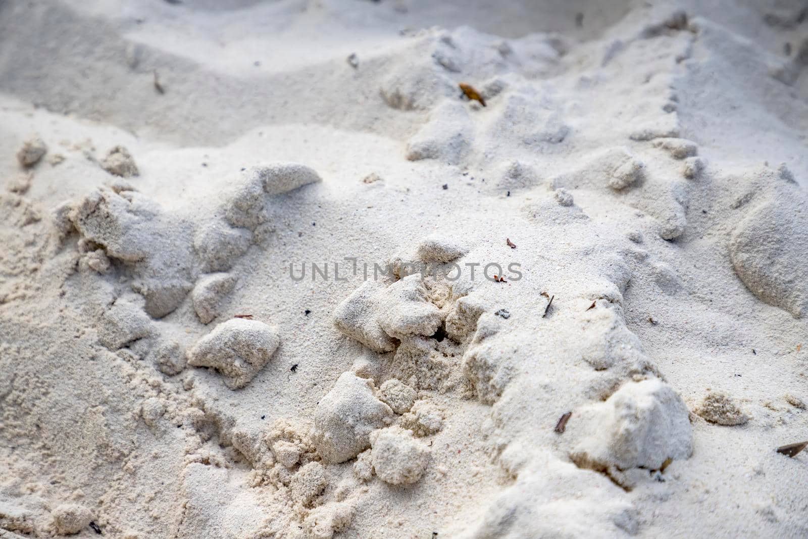 White tropical sand beach, close up. The fine sand on the beach. Sand surface