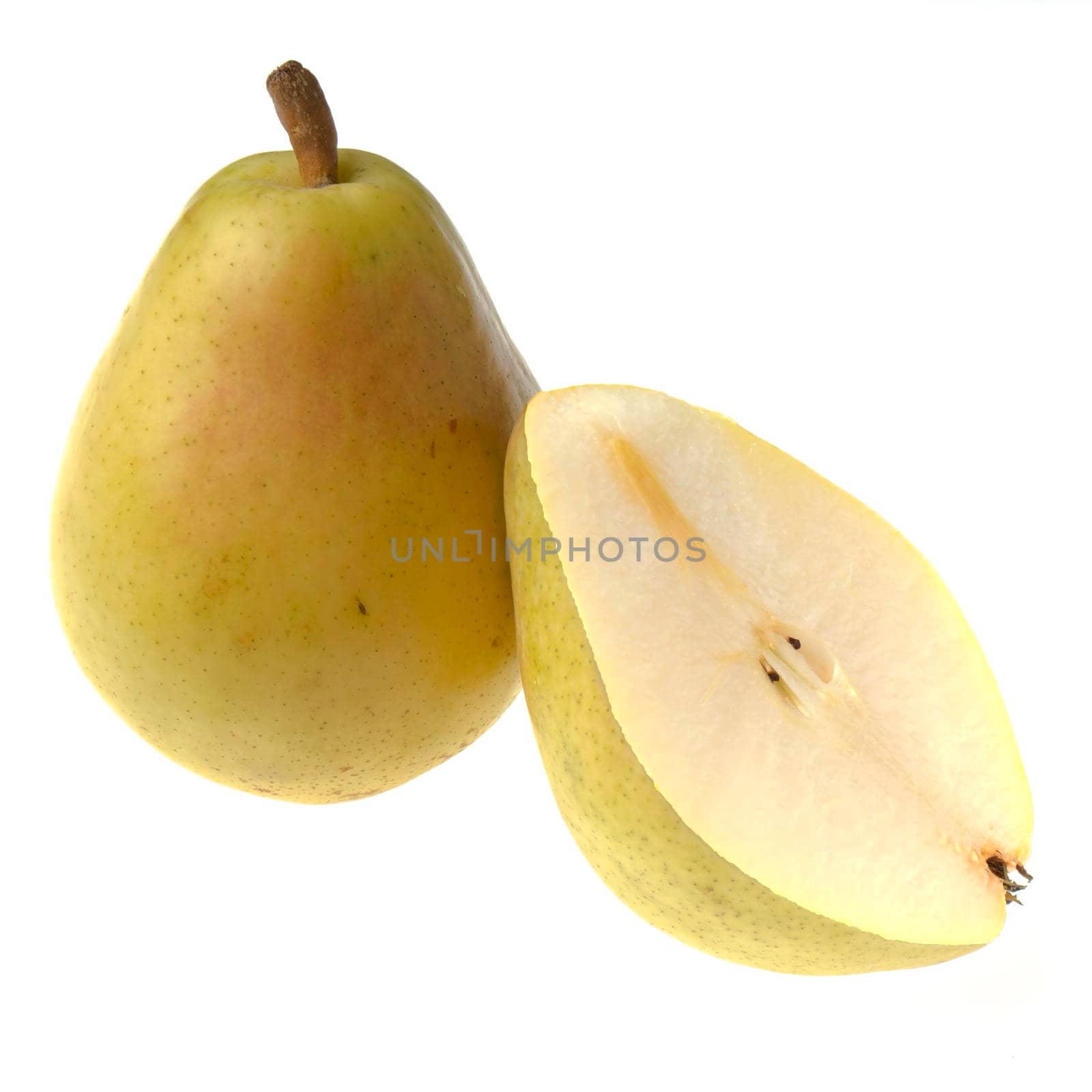 Ripe pear fruits isolated on white background