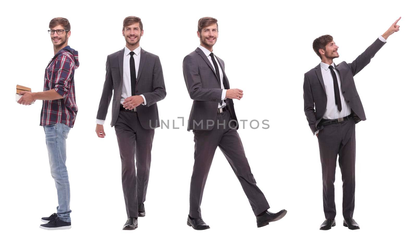 photo collage of a modern young man .isolated on white background