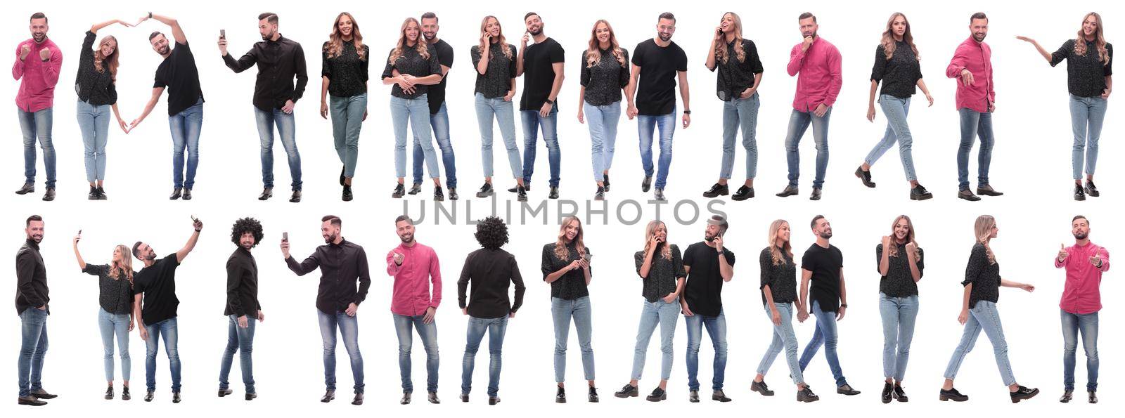 collage of photos of diverse young people. isolated on a white background