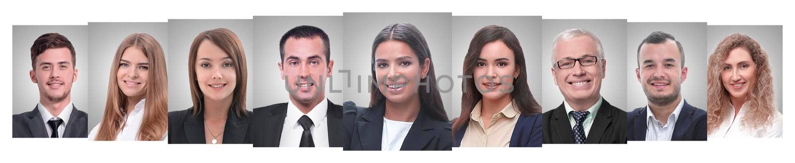 panoramic collage of portraits of young entrepreneurs. by asdf