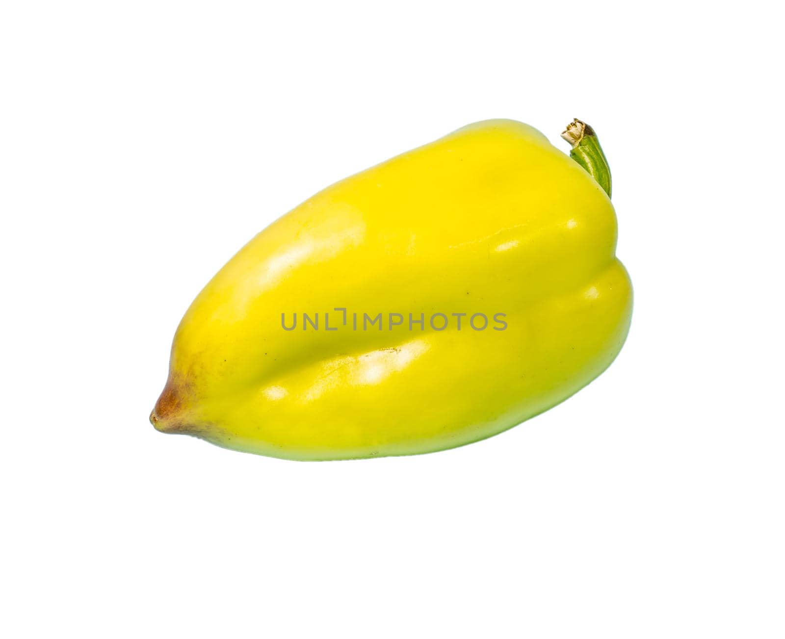 One whole yellow peppers on a white background in isolation