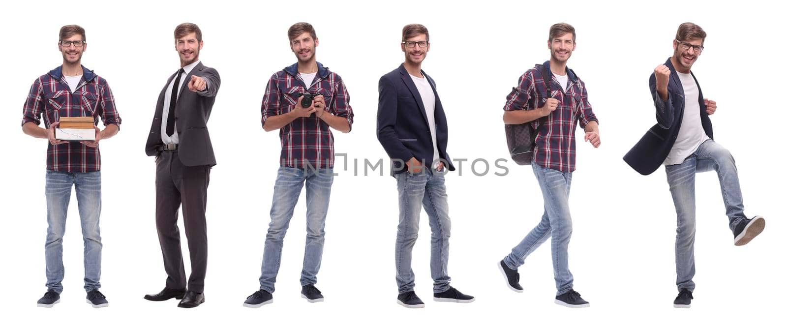 photo collage successful modern young man..isolated on white by asdf