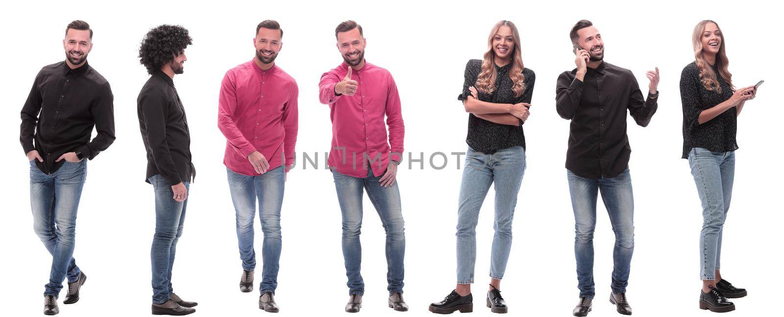 collage of photos of successful young people. isolated on a white background