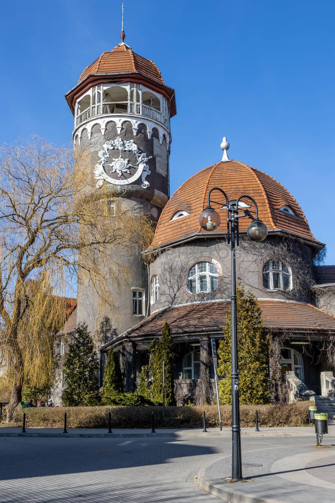 The main attraction and symbol of the city is the water tower in Svetlogorsk Raushen, Kalinigrad region, Russia, near the Baltic sea. High quality photo.