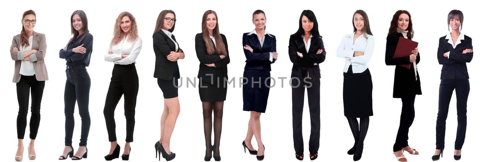 panoramic collage of a group of successful young business women. by asdf