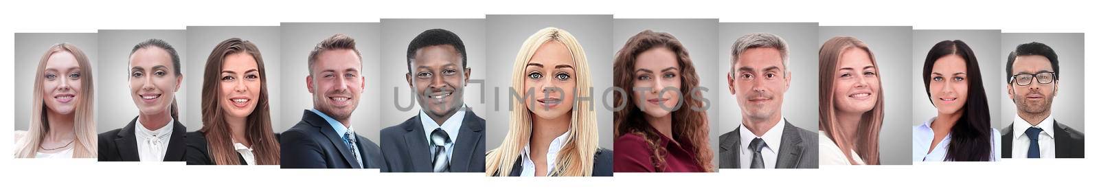 panoramic collage of portraits of successful business people by asdf