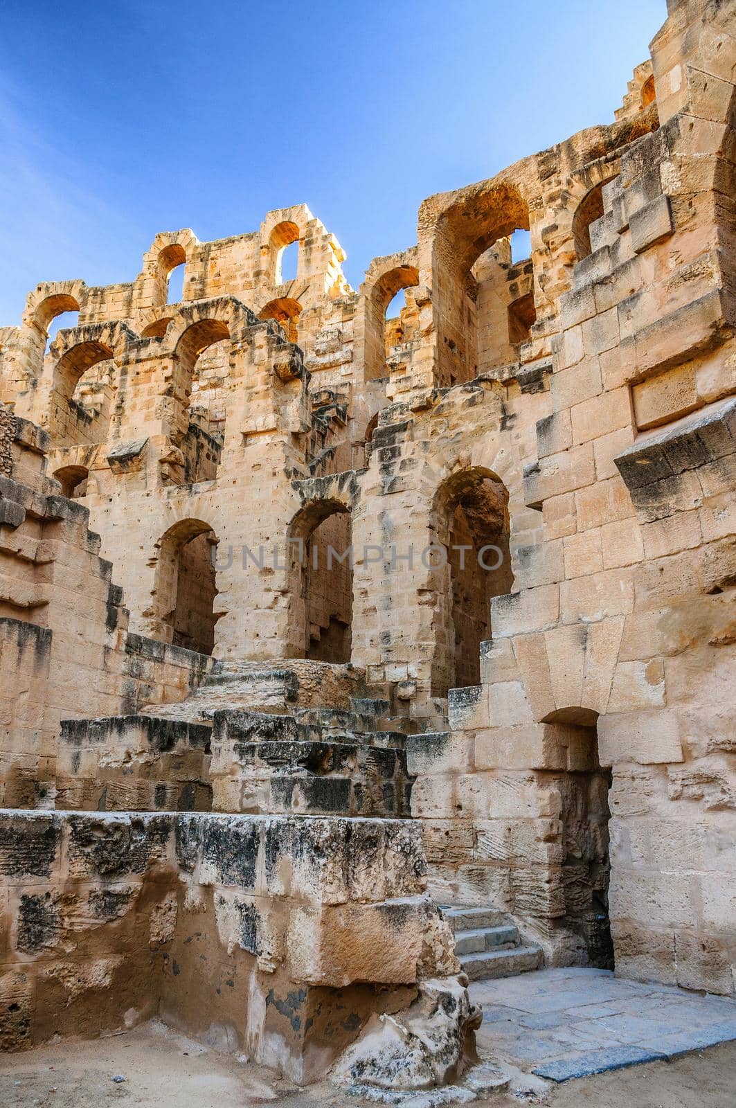 Ruins of the largest coliseum in North Africa. El Jem,Tunisia, UNESCO.