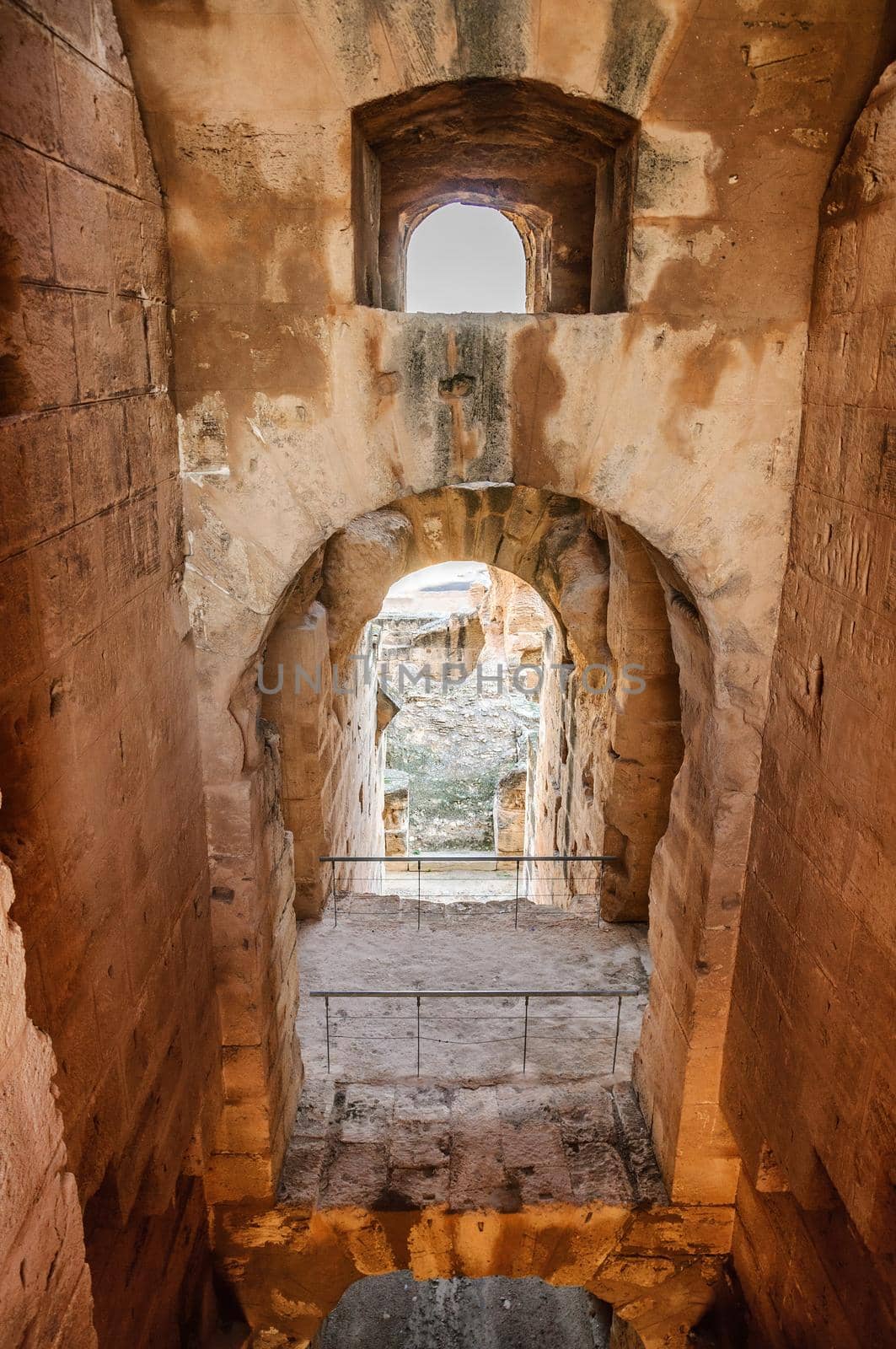 Arch in ruins of the largest coliseum in North Africa. El Jem,Tunisia, UNESCO