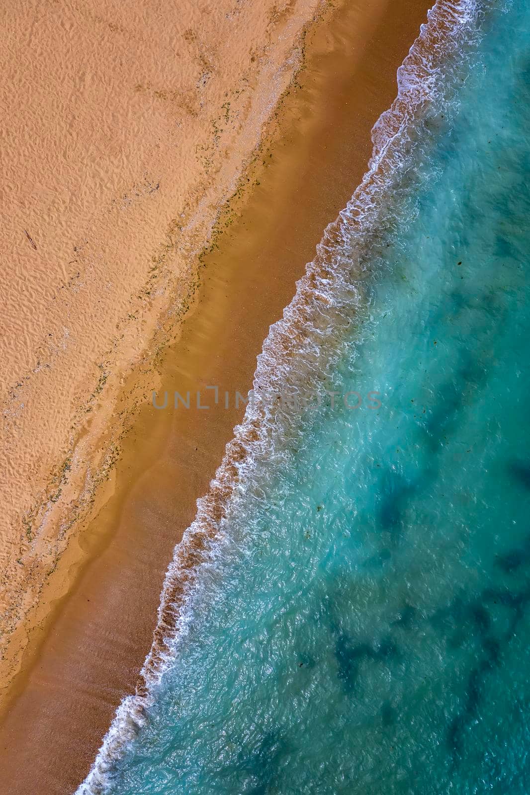 Top view aerial photo from drone to the beautiful sea and yellow sand.  by EdVal