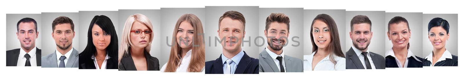 panoramic collage of portraits of successful business people by asdf