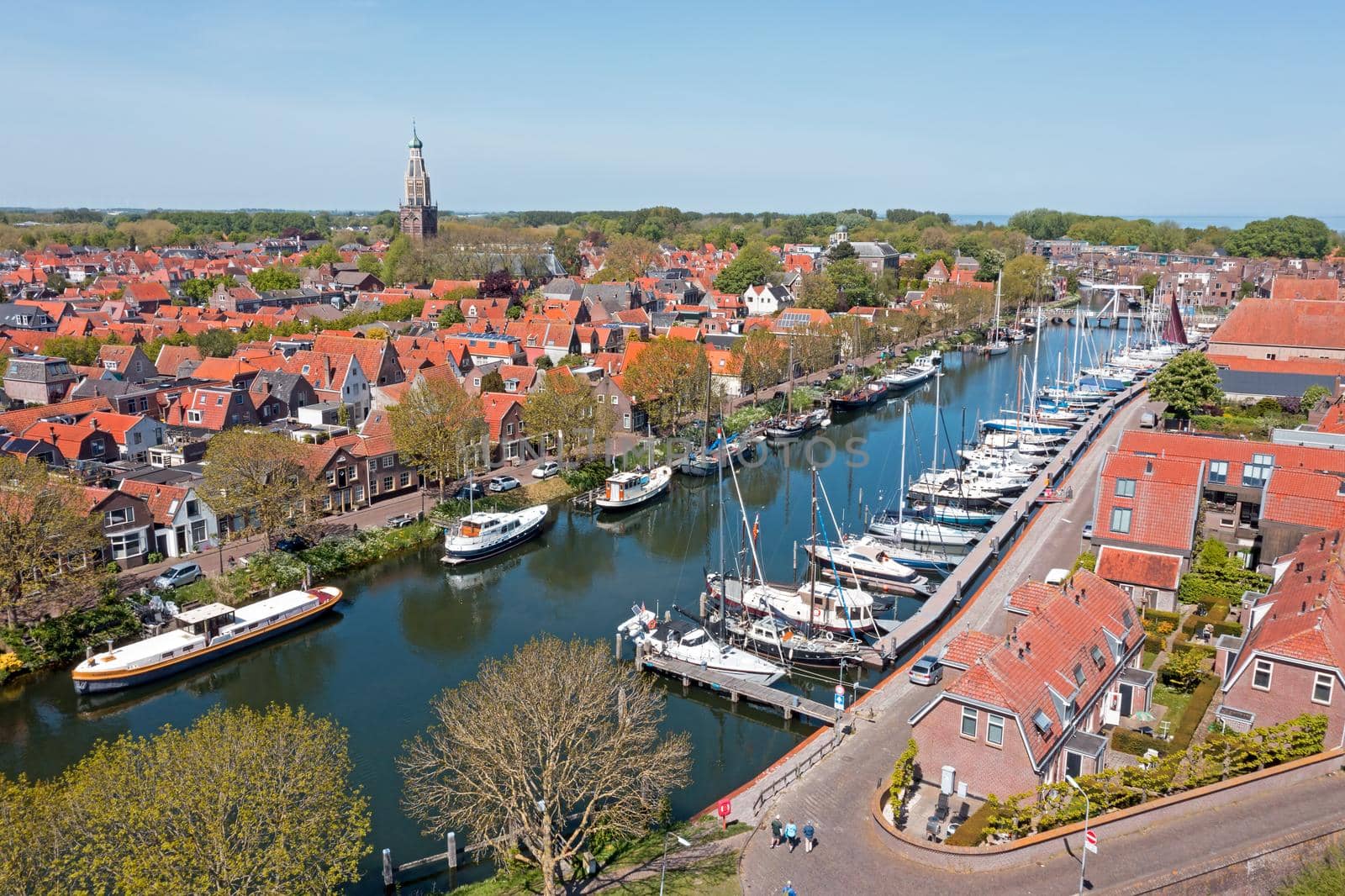 Aerial from the historical city Enkhuizen in the Netherlands by devy