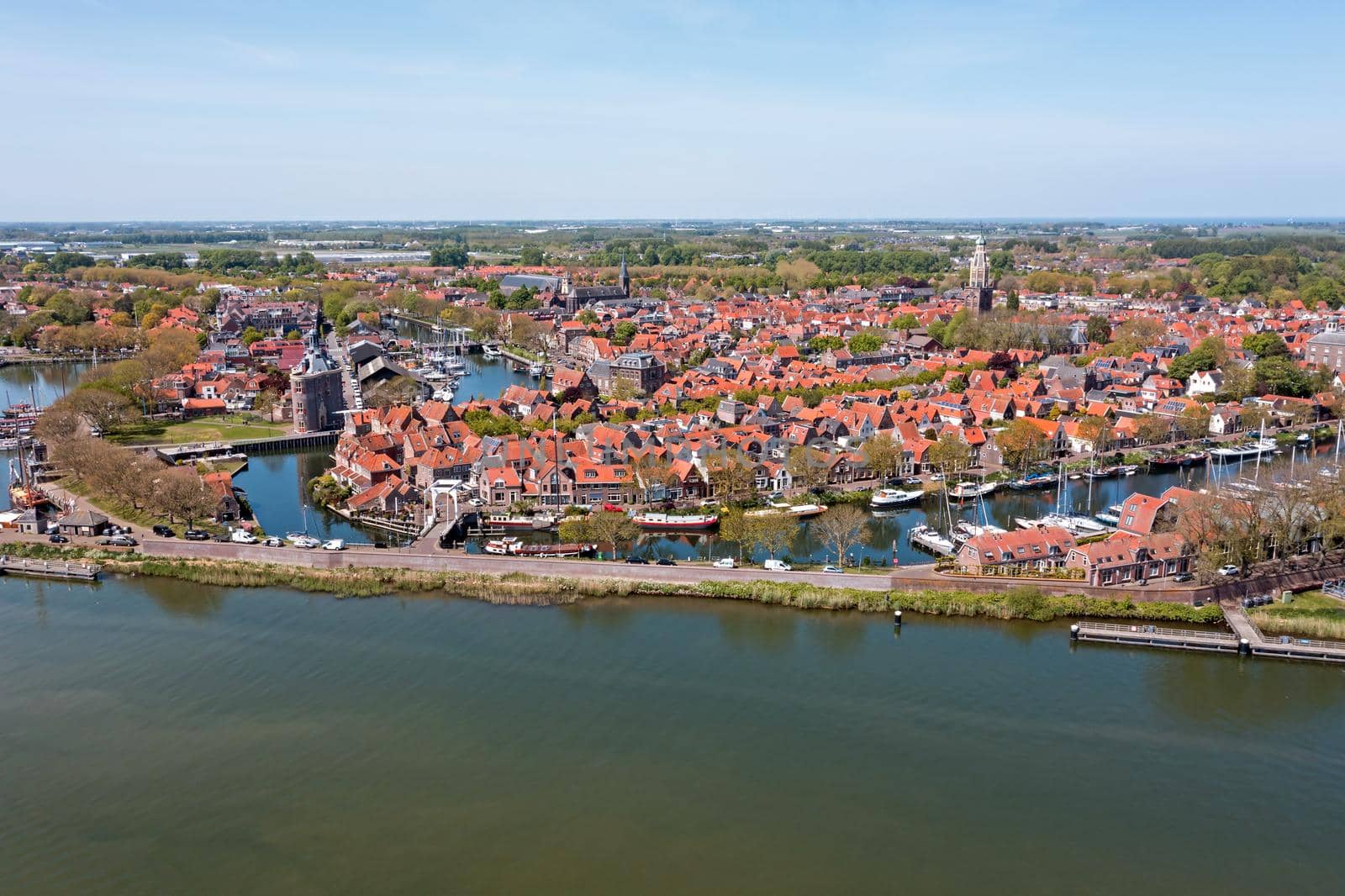 Aerial from the historical city Enkhuizen in the Netherlands by devy