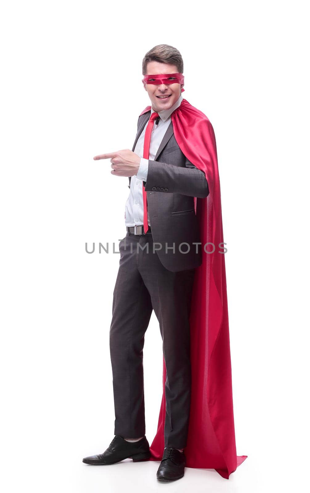 in full growth. superhero businessman pointing the right direction by asdf