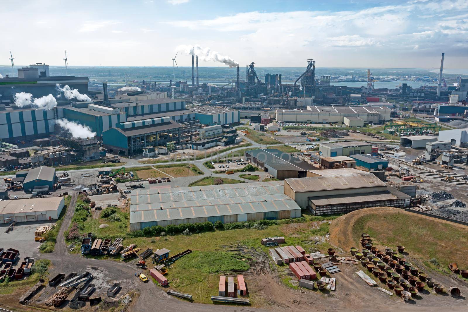 Aerial from heavy industry at IJmuiden in the Netherlands by devy