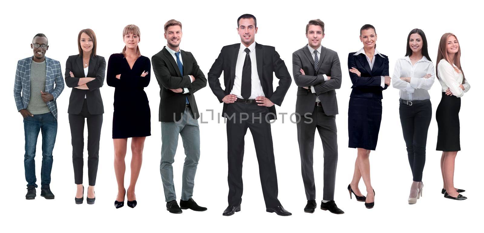 in full growth.professional business team isolated on white background.