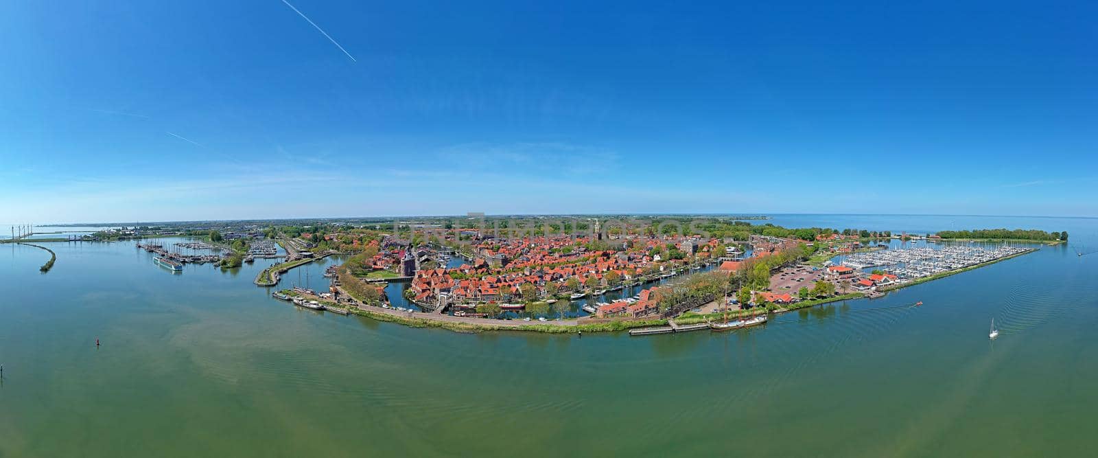 Aerial panorama from the city Enkhuizen at the IJsselmeer in the Netherlands by devy
