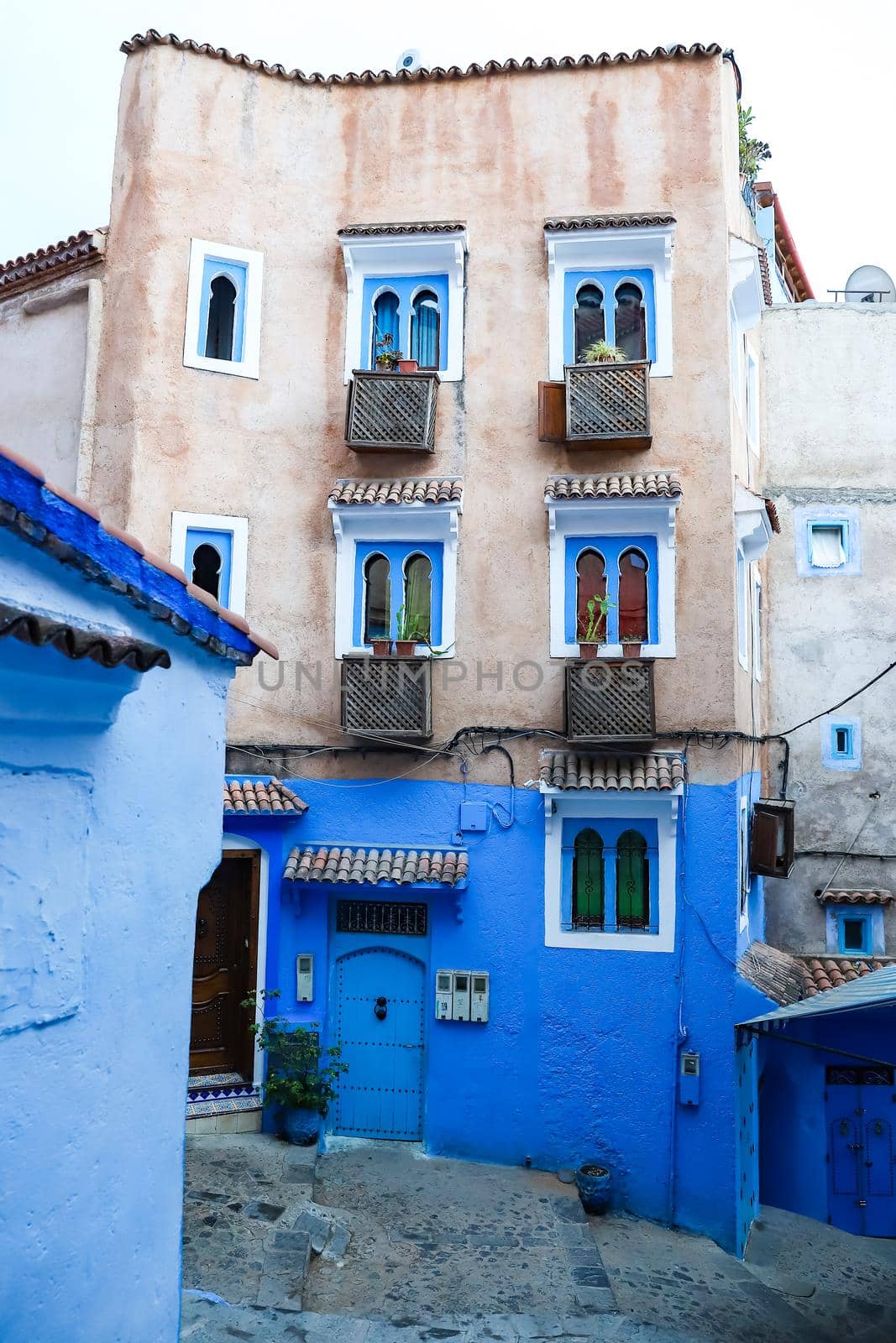 A Street in Blue Chefchaouen City, Morocco