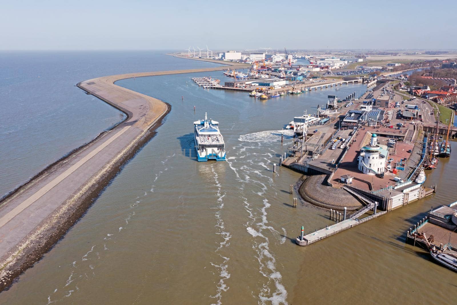 Aerial from the harbor from Harlingen in the Netherlands by devy