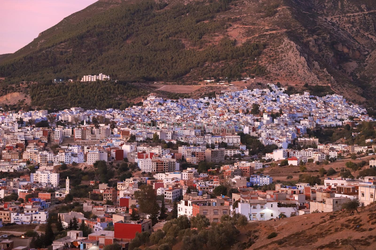 General View of Blue Chefchaouen City in Morocco