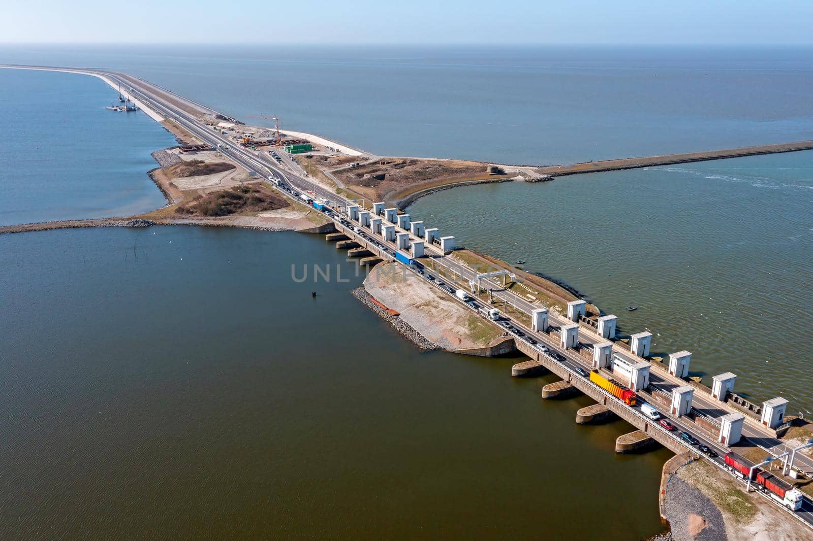 Aerial at Kornwerderzand at the Afsluitdijk in the Netherlands by devy