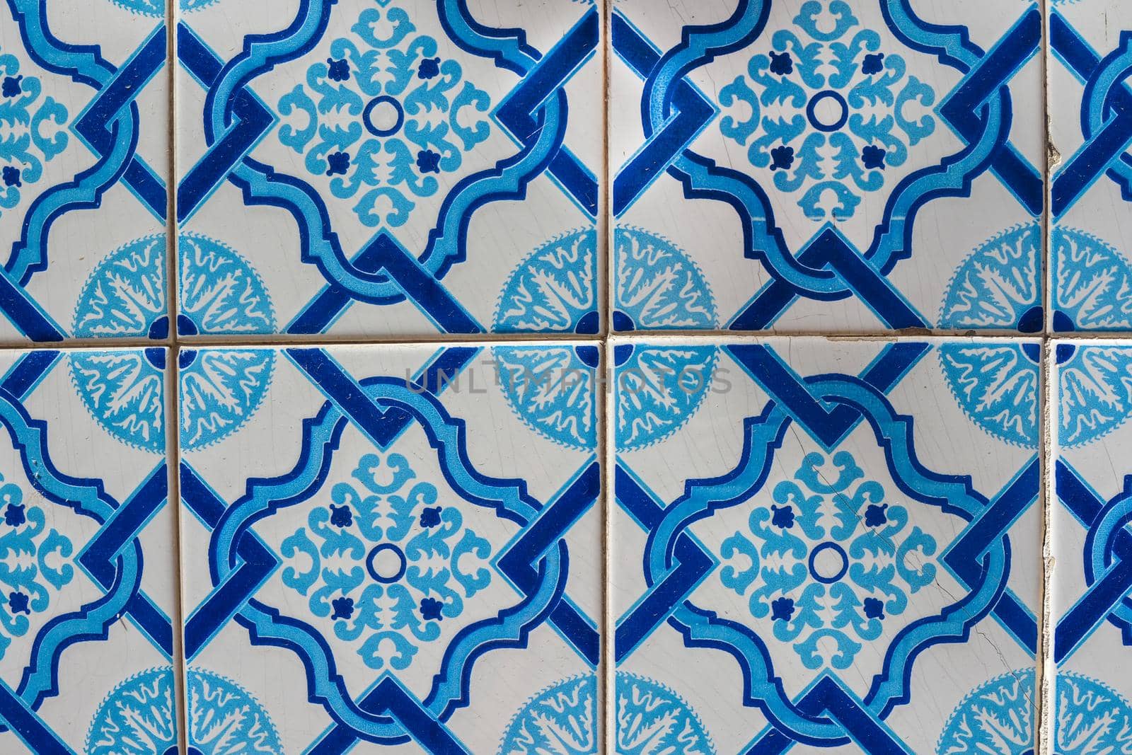 Old tiles of Portugal, detail of a classic ceramic tiles azulejo, art of Portugal