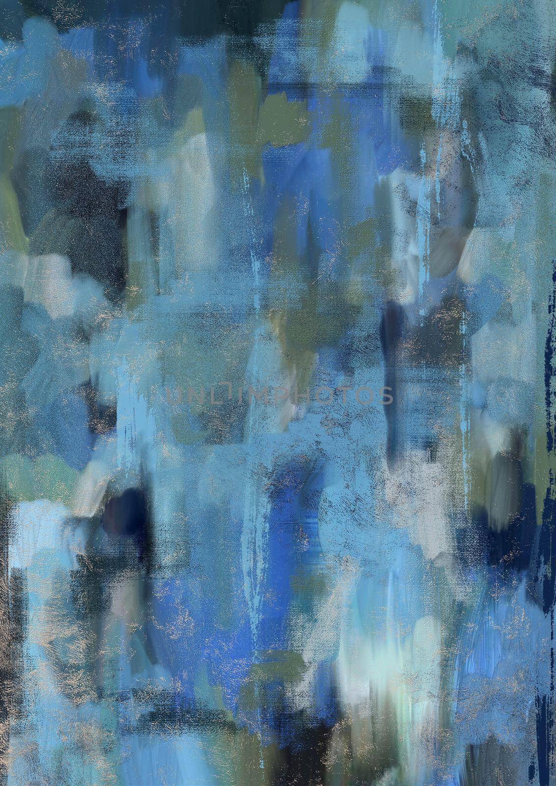 Art, oil painting, modern abstraction in a minimalist style. Brush strokes of blue and gray color. A picture for the design of a stylish and fashionable interior.