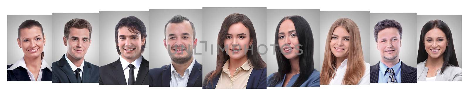 panoramic collage of portraits of young entrepreneurs. business concept