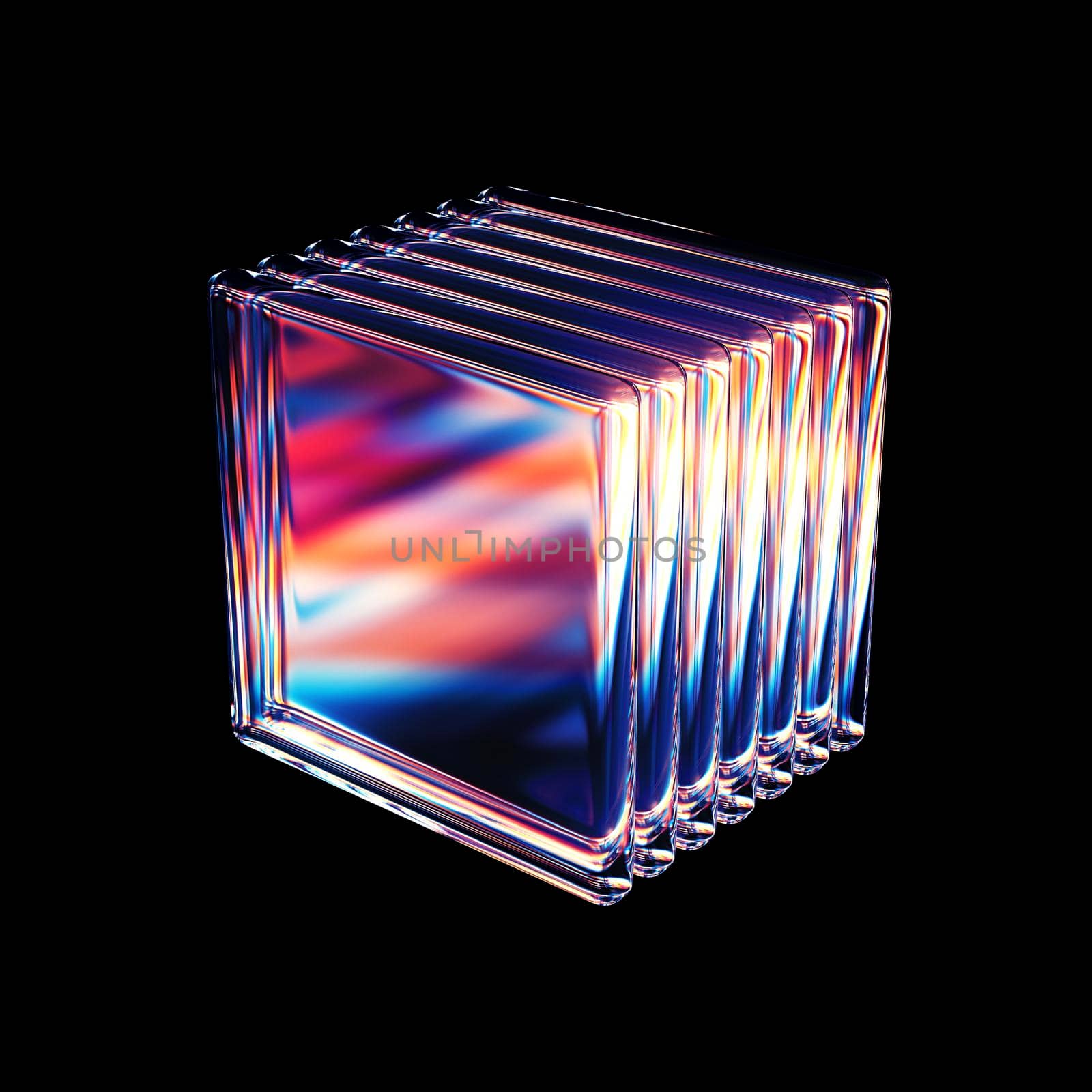 3d rendered abstract glass rectangles. Detailed reflection and dispersion