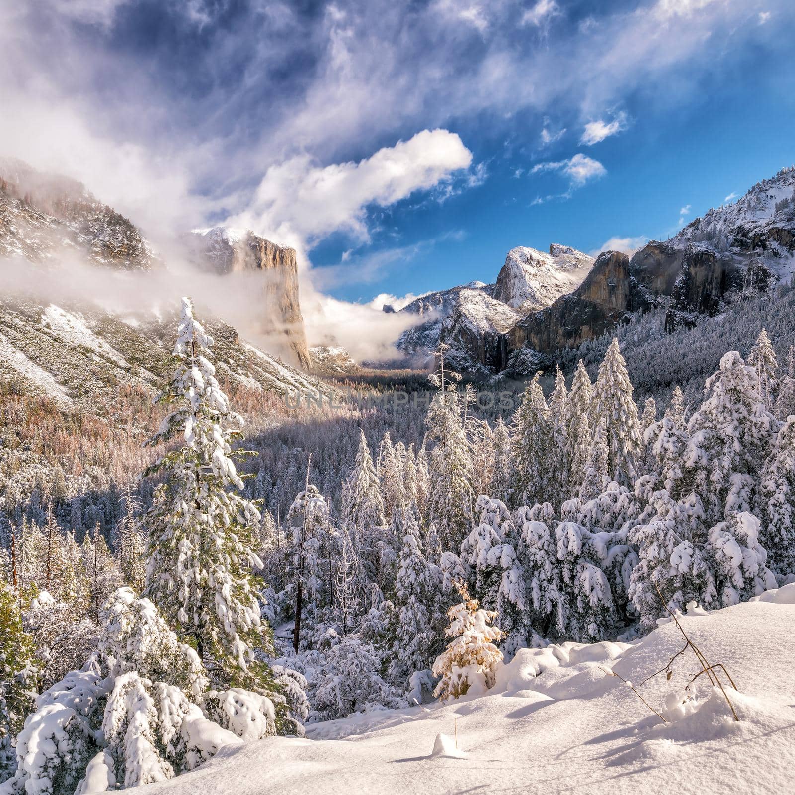 Yosemite National Park in winter California USA
