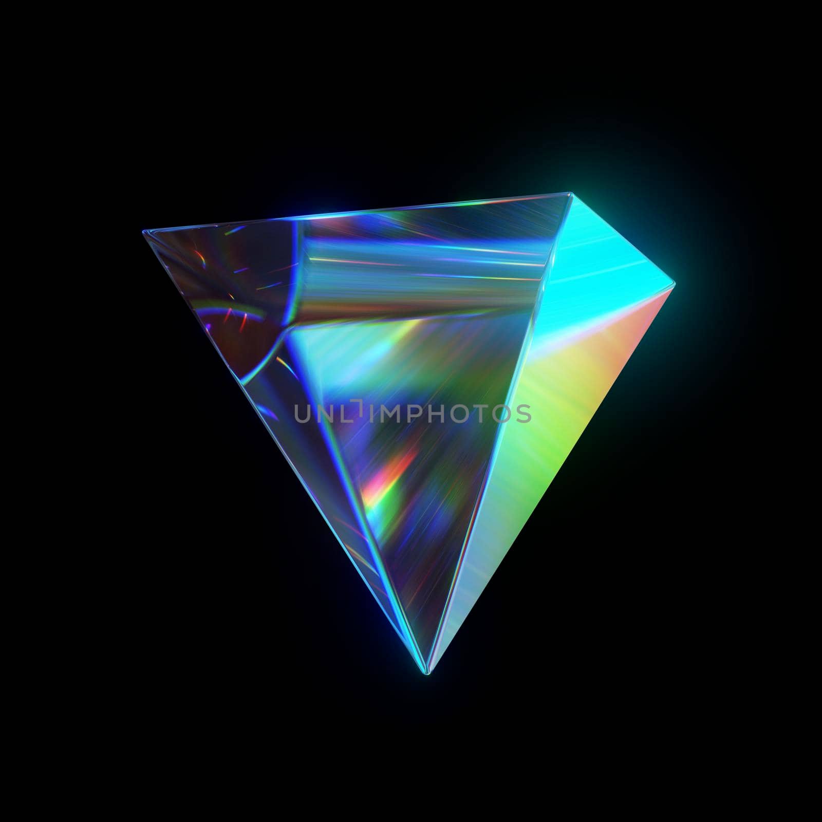 3d rendered abstract glass pyramid. Detailed reflection and dispersion