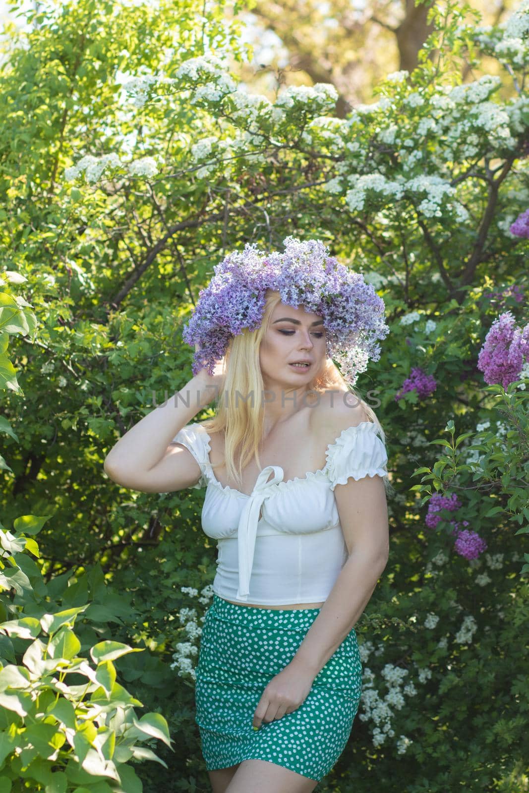 Blonde woman with lilac wreath by Bonda