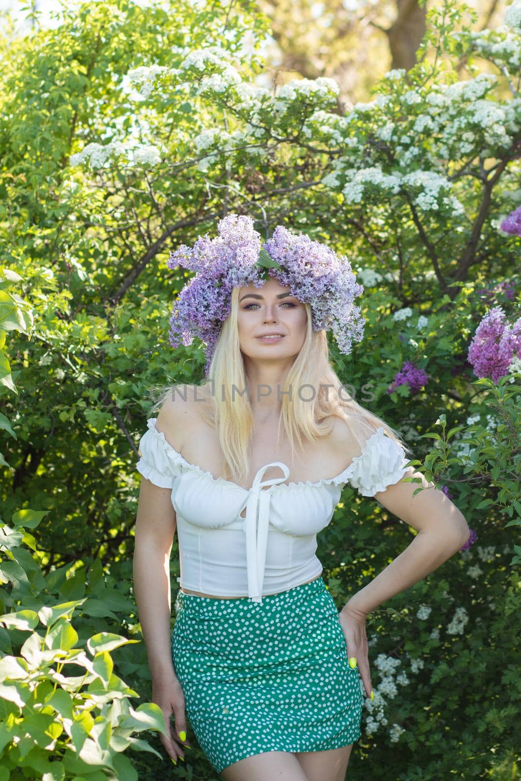 Blonde woman with lilac wreath by Bonda