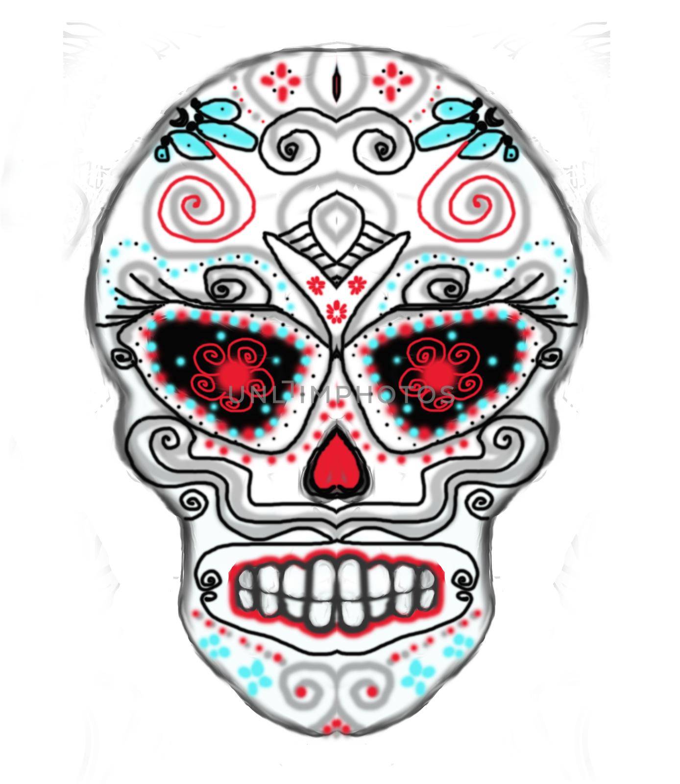 mexican skull - day of the dead by JackyBrown