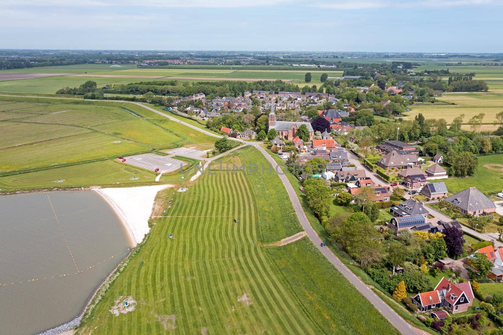 Aerial from the village Schellinkhout at the IJsselmeer in the Netherlands
