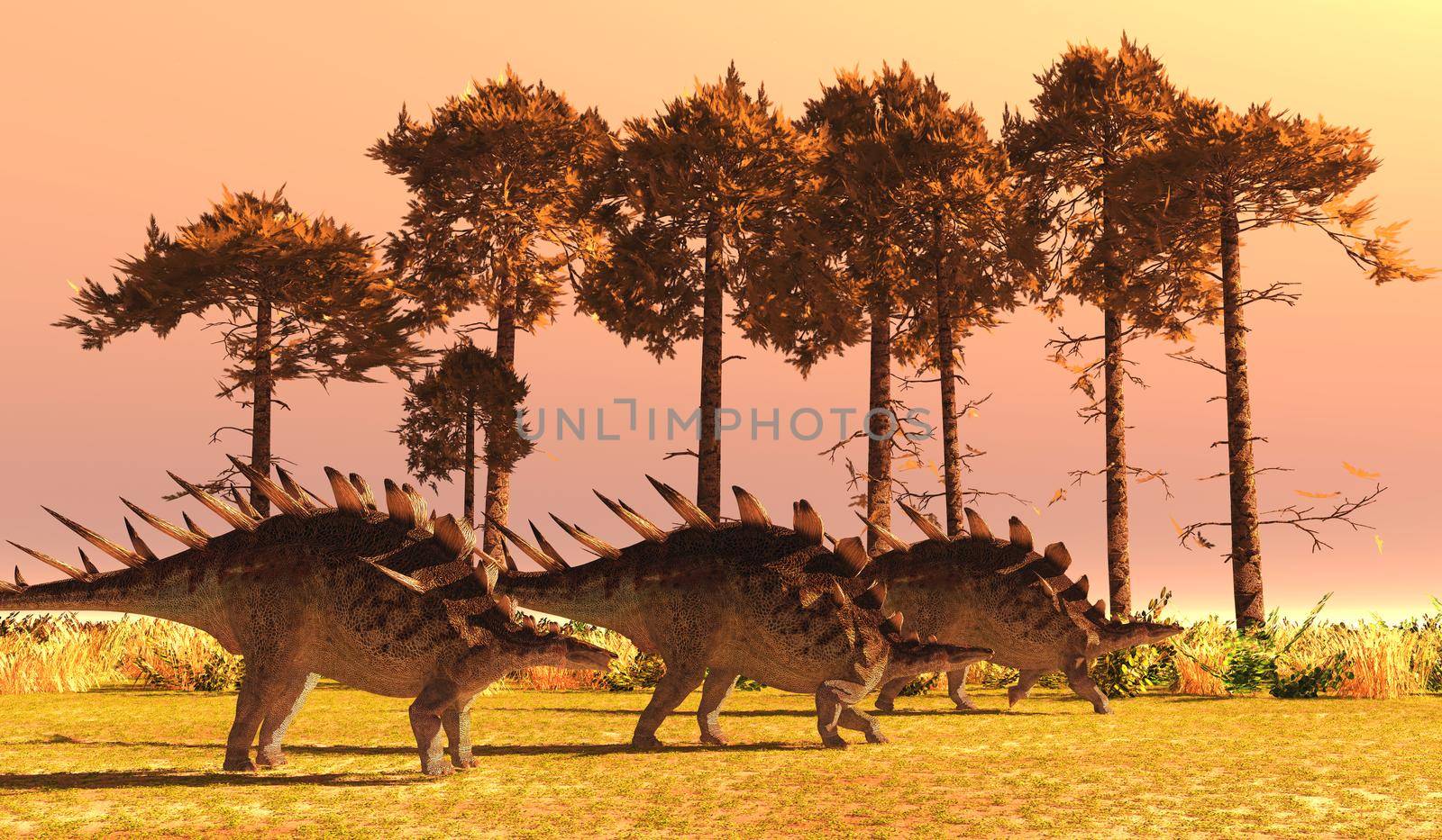 Kentrosaurus was a herbivorous armored dinosaur that lived in Tanzania during the Jurassic Period.