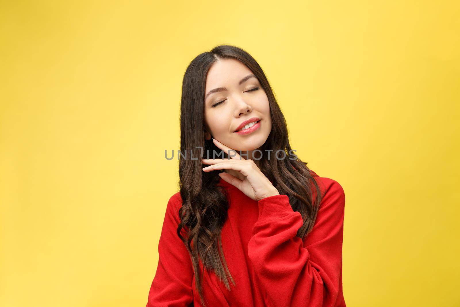 Face of a beautiful young girl with a clean fresh face close up by Benzoix