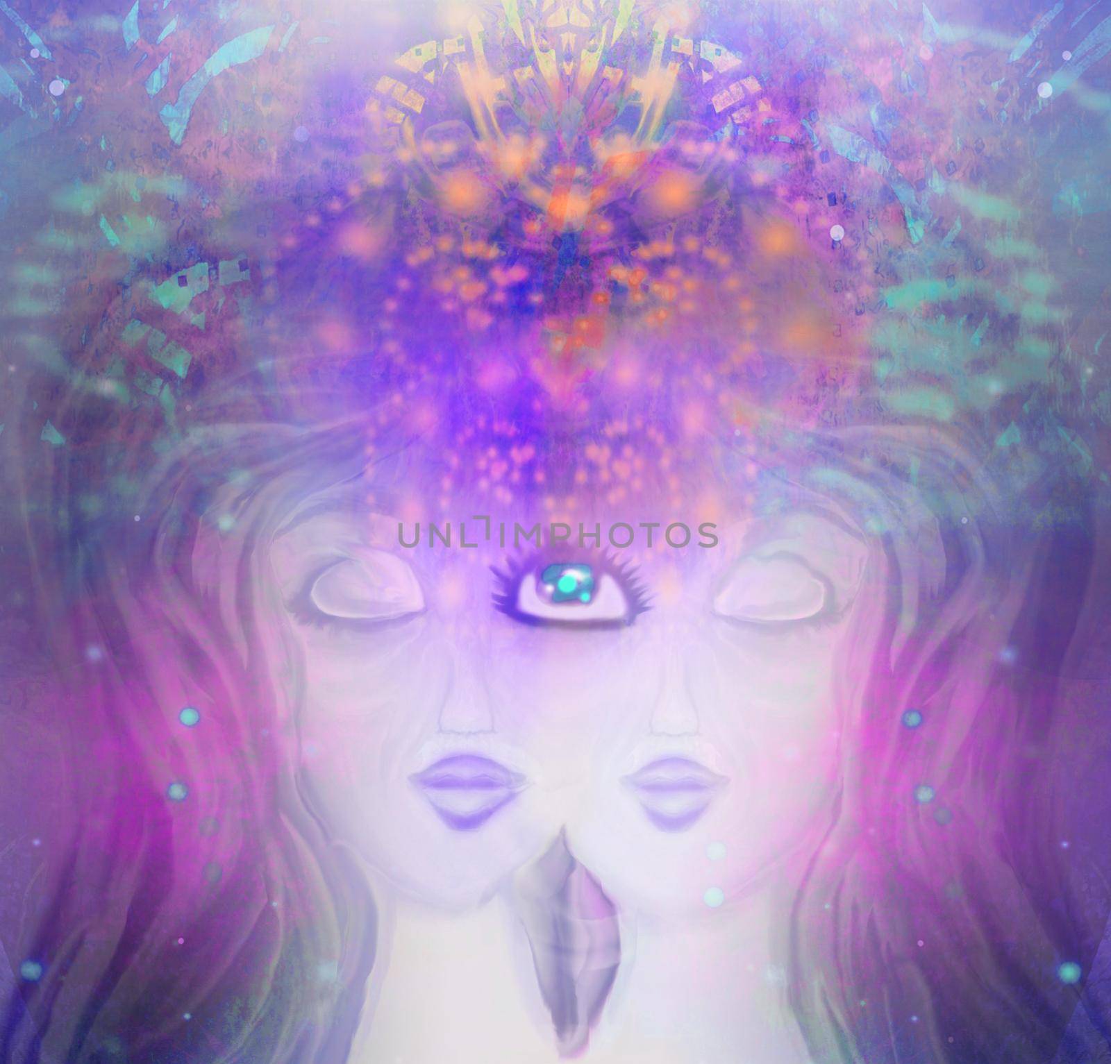 Woman with third eye, psychic supernatural senses by JackyBrown