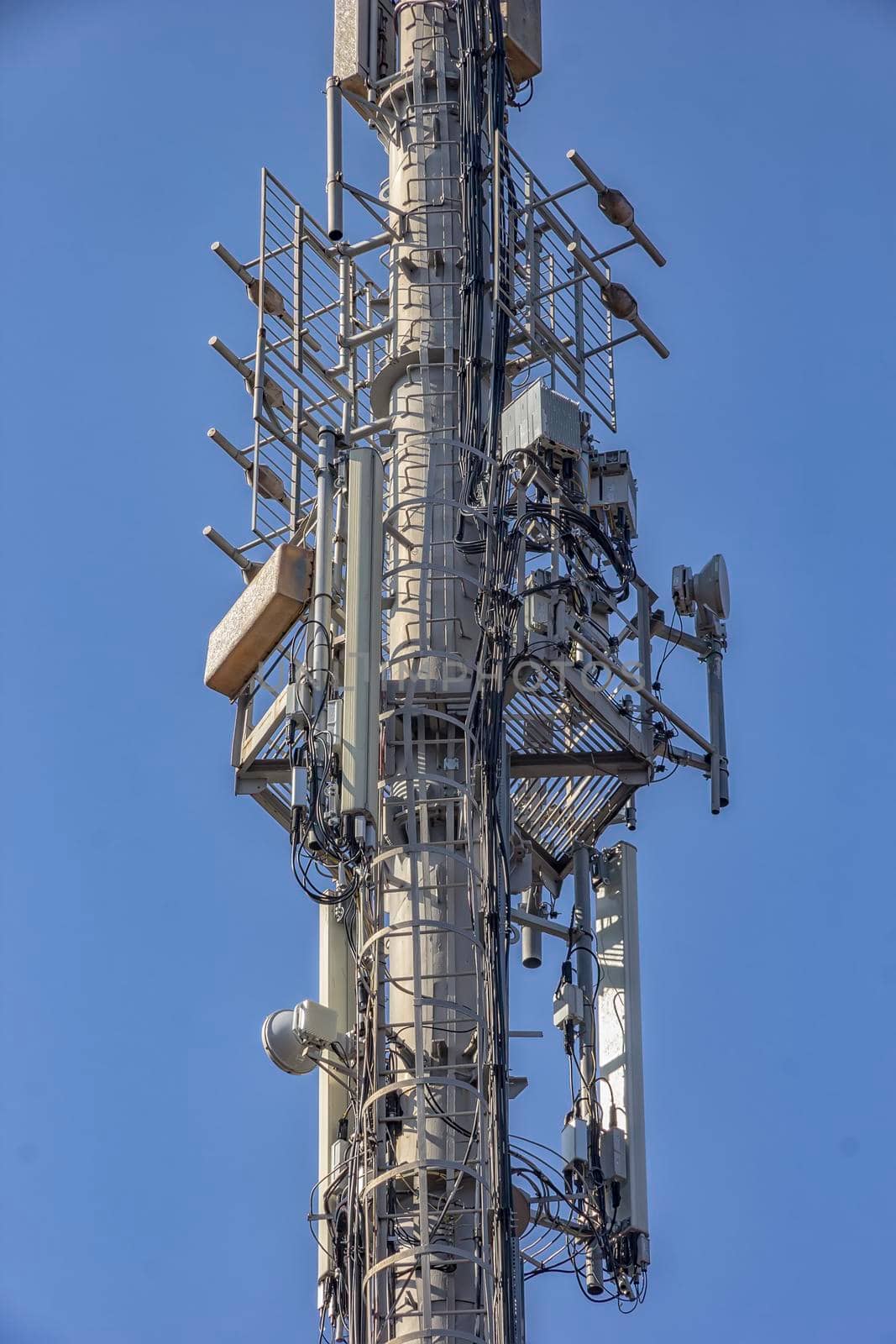 A part of GSM Transmitter Antenna tower. Vertical view