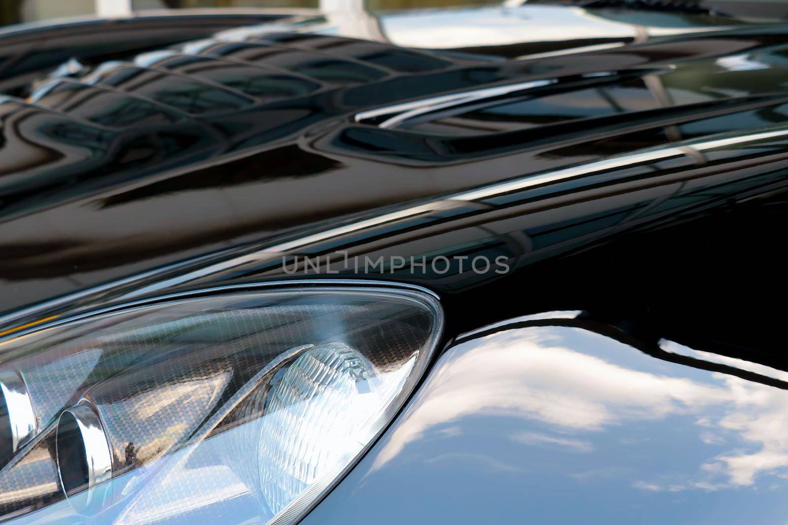 Selective focus, view of the soot of a modern car