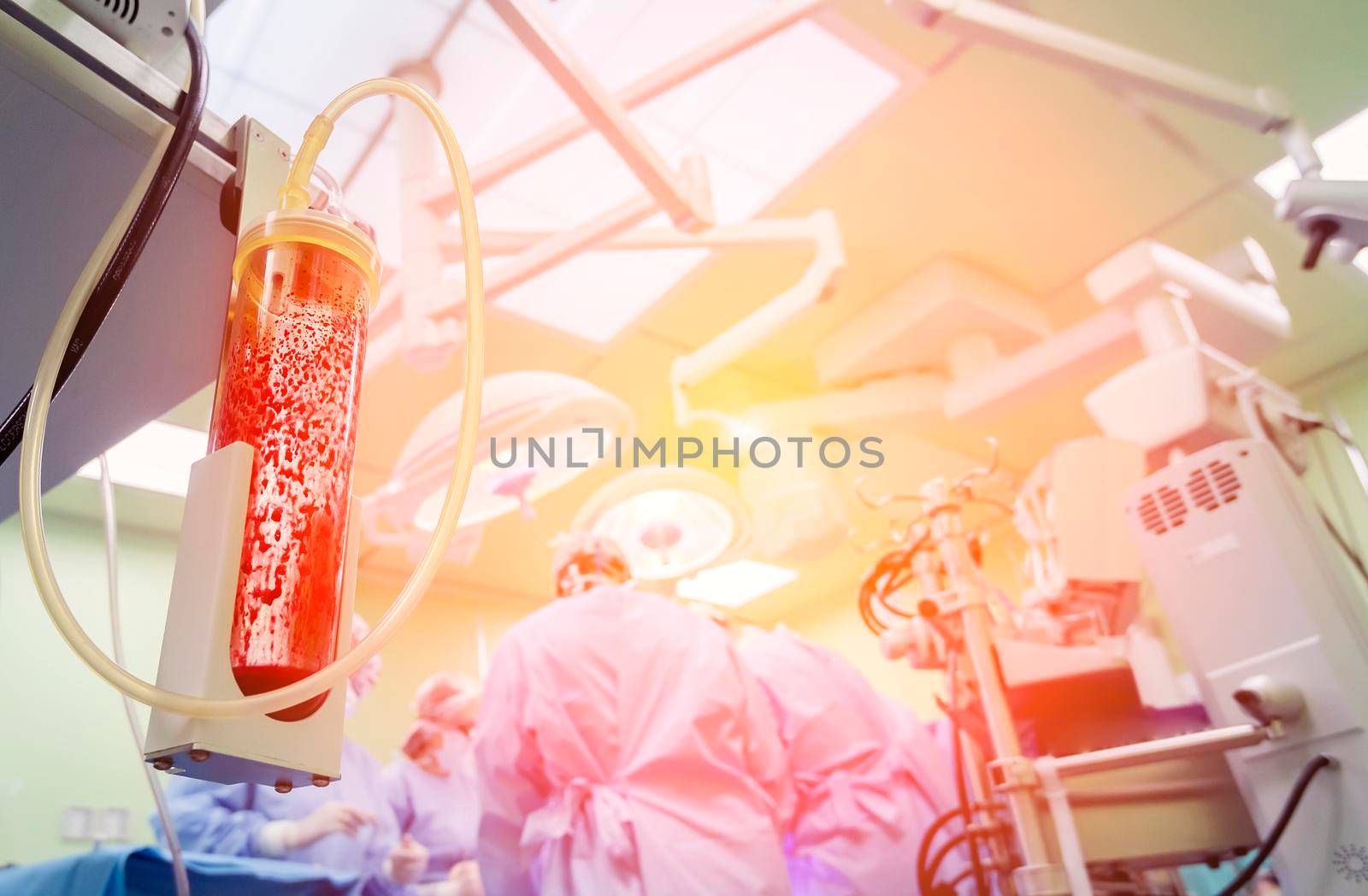 Open heart surgery, blood filter. The use of medical instruments in surgery.